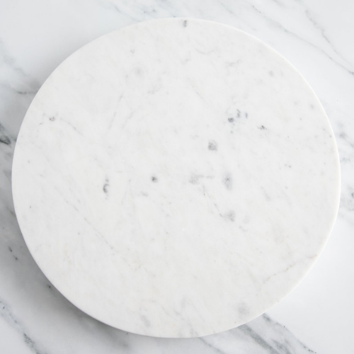 Be Home -  White Marble Thick Round Board with Handle Grooves